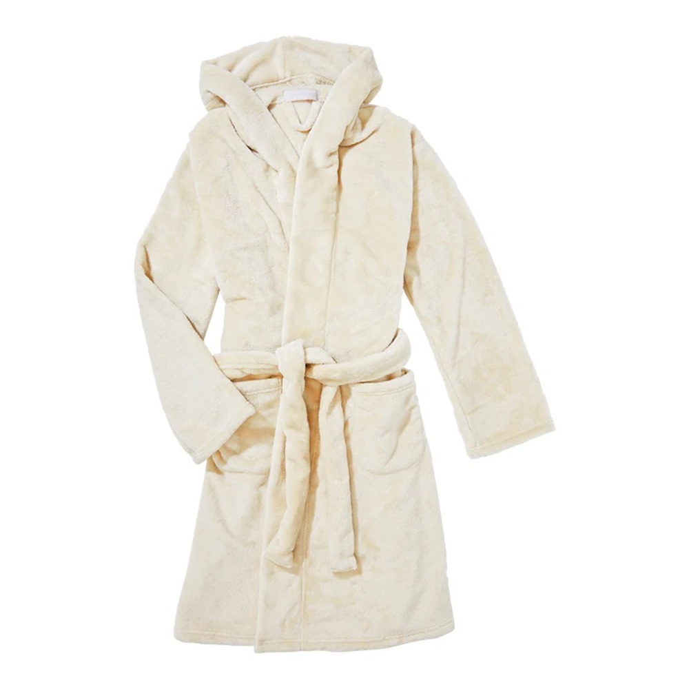 Super soft cream hooded bathrobe NWT cozy neutral robe